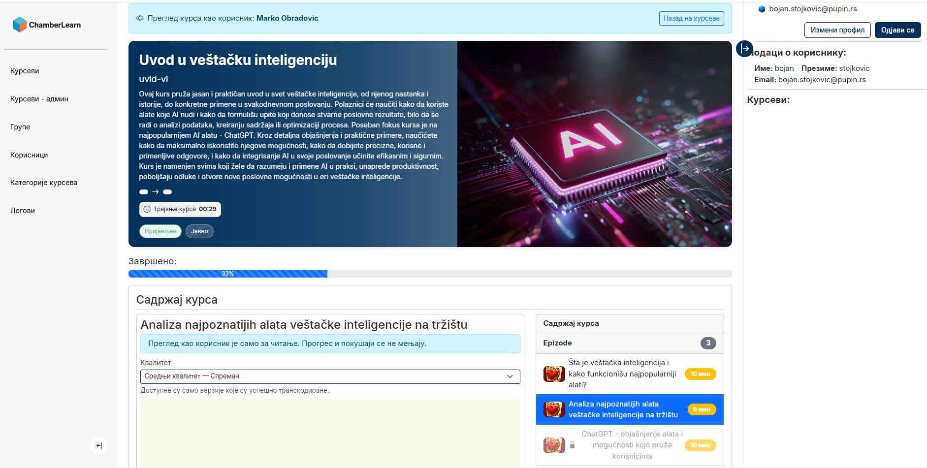 ChamberLearn platforma za digitalno učenje 3